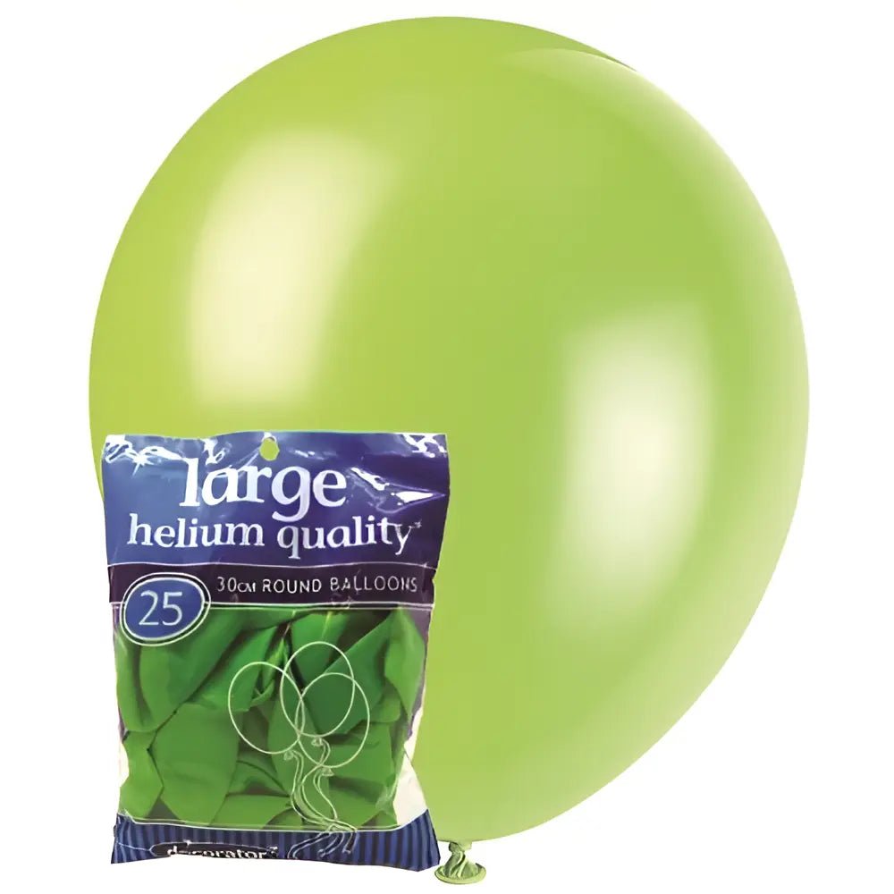 Lime Green Solid Colour Latex Balloons 30cm (12") 25pk - NextParty