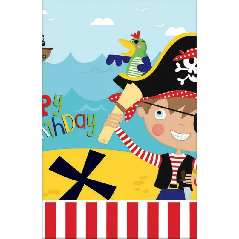 Little Pirate Plastic Table Cover Tablecloth 1.37m x 2.43m - NextParty