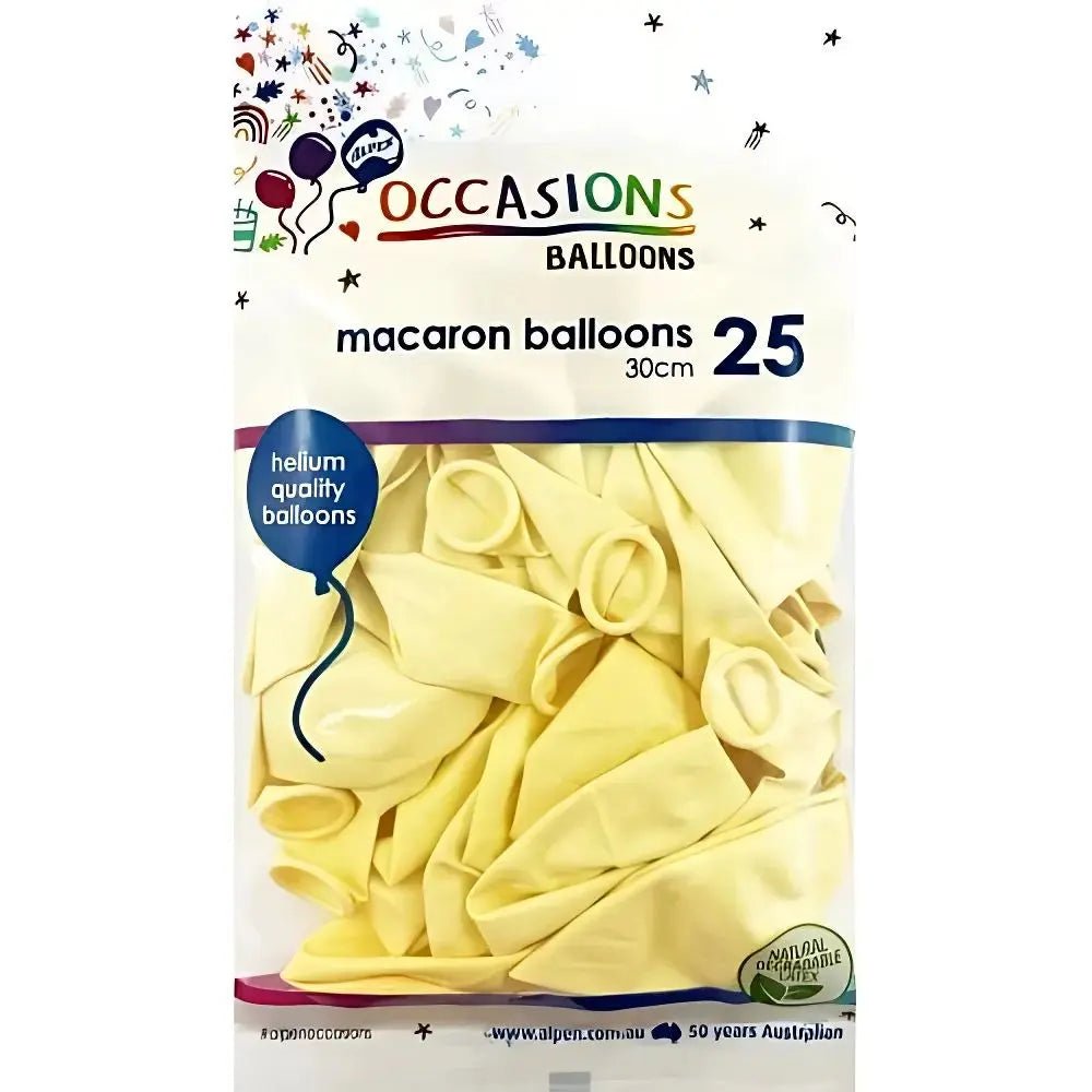 Macaron Lemon Yellow Latex Balloons 30cm (12") 25pk - NextParty