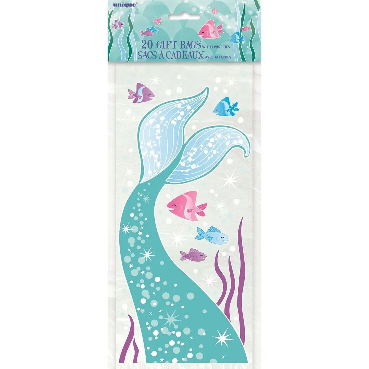 Mermaid Cello Bags 20pk 28cm x 13cm (11" x 5") - NextParty