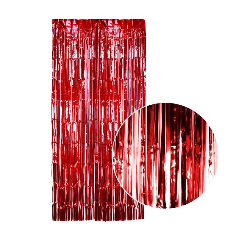 Metallic Red Foil Curtain 2M x 1M Backdrop - NextParty