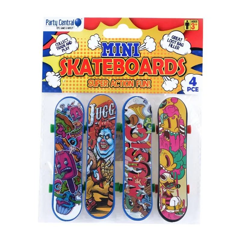 Mini Skateboards 4pcs 9.5cm Assorted Designs - NextParty
