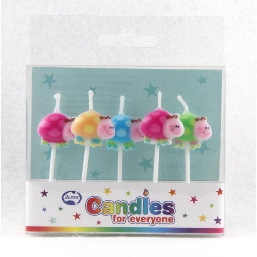 Multi - colour Lady Bugs Small Pick Candles 5pk - NextParty
