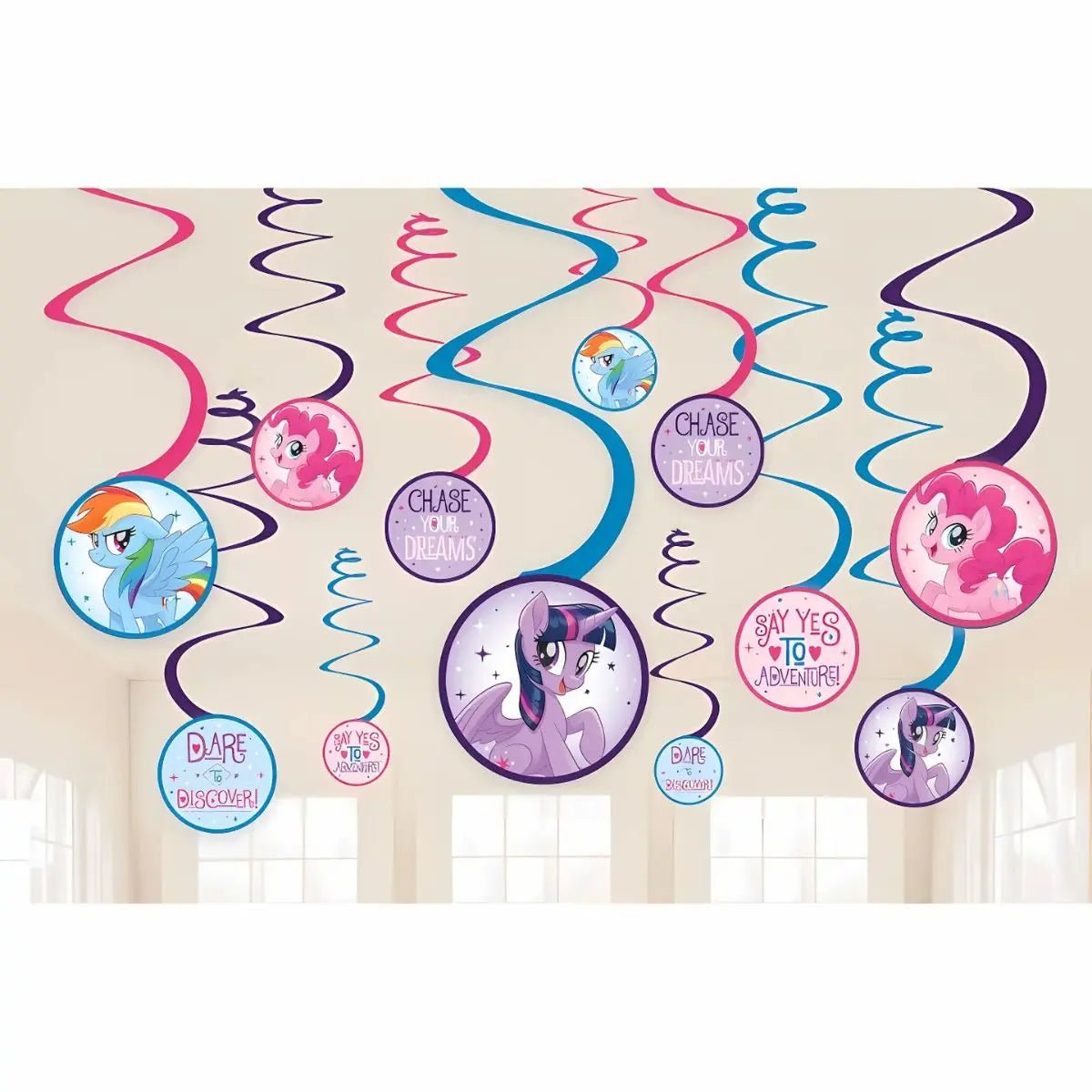 My Little Pony Spiral Swirl Hanging Decorations 12pk Friendship Adventures - NextParty