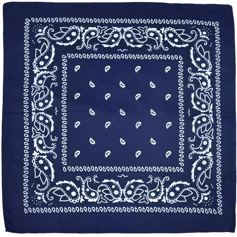 Navy Blue Paisley Bandana Head Wrap Neck Scarf Mask