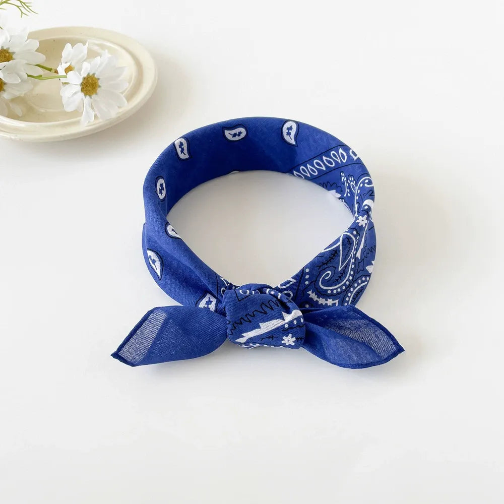 Navy Blue Paisley Bandana Head Wrap Neck Scarf Mask