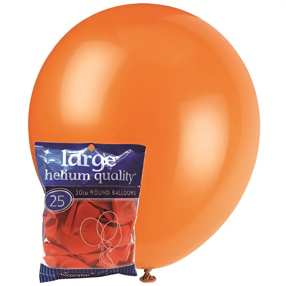 Orange Solid Colour Latex Balloons 30cm (12") 25pk - NextParty