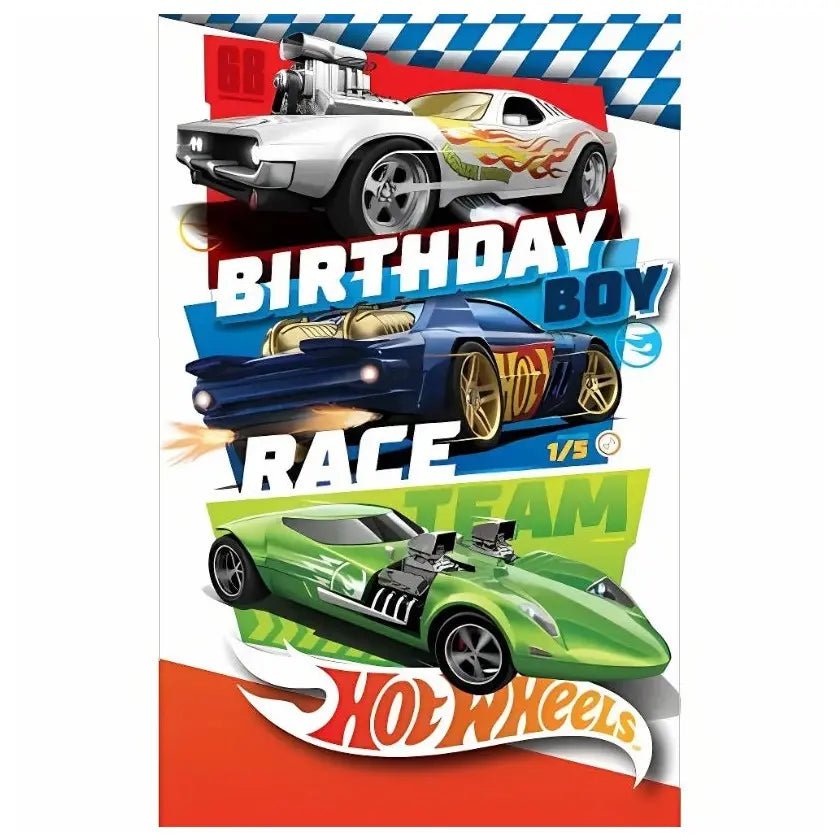 Premium Hot Wheels Birthday Card 12.5cm x 20cm With Blue Envelope - NextParty