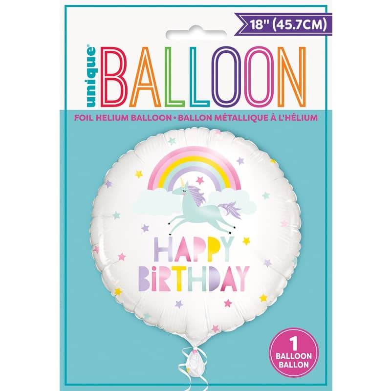 Rainbow Unicorn Happy Birthday Foil Balloon 45cm (18") - NextParty