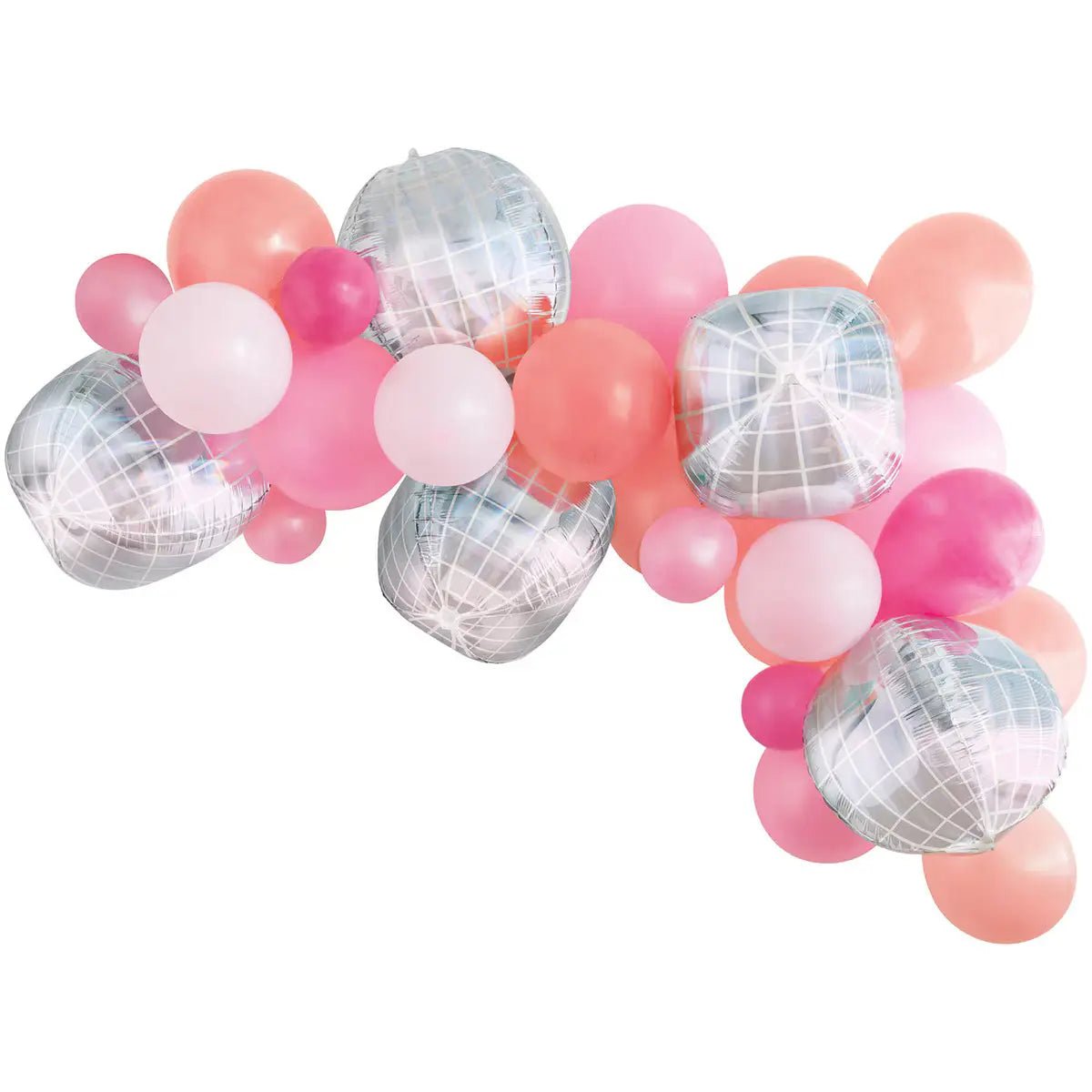 Rose Gold Pink White & Disco Ball Balloon Garland Arch Kit 25pcs - NextParty