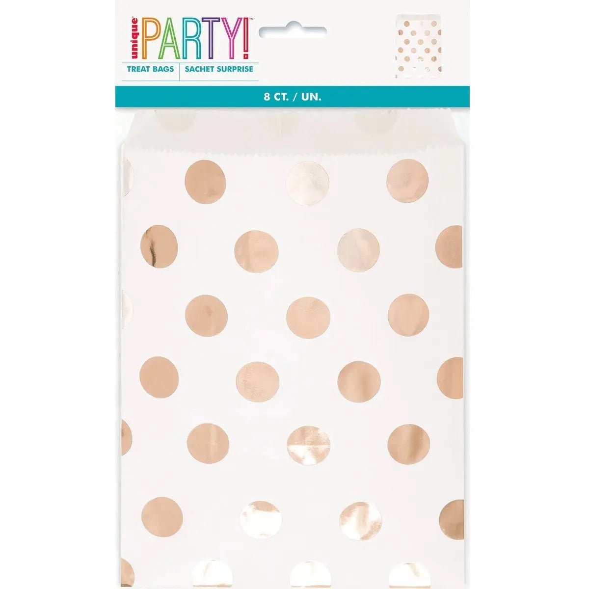 Rose Gold Polka Dots Party Bags 8pk - NextParty