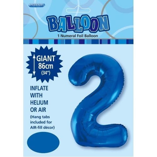 Royal Blue Number 2 Giant Numeral Foil Balloon 86CM (34") - NextParty