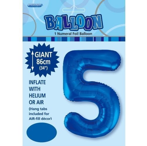 Royal Blue Number 5 Giant Numeral Foil Balloon 86CM (34") - NextParty