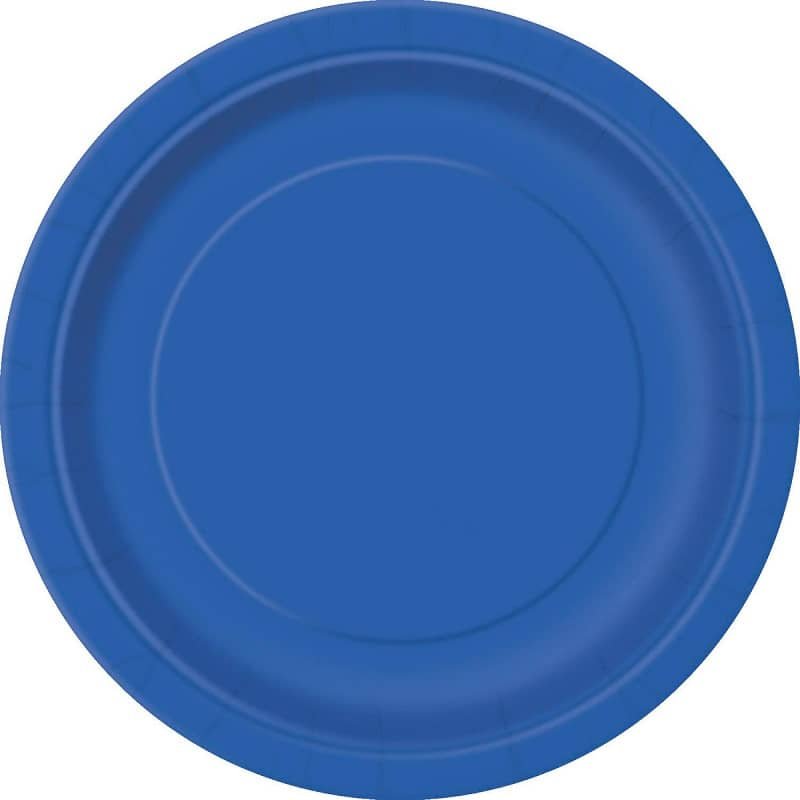 Royal Blue Small Round Paper Plates 18cm (7") 8pk Solid Colour - NextParty