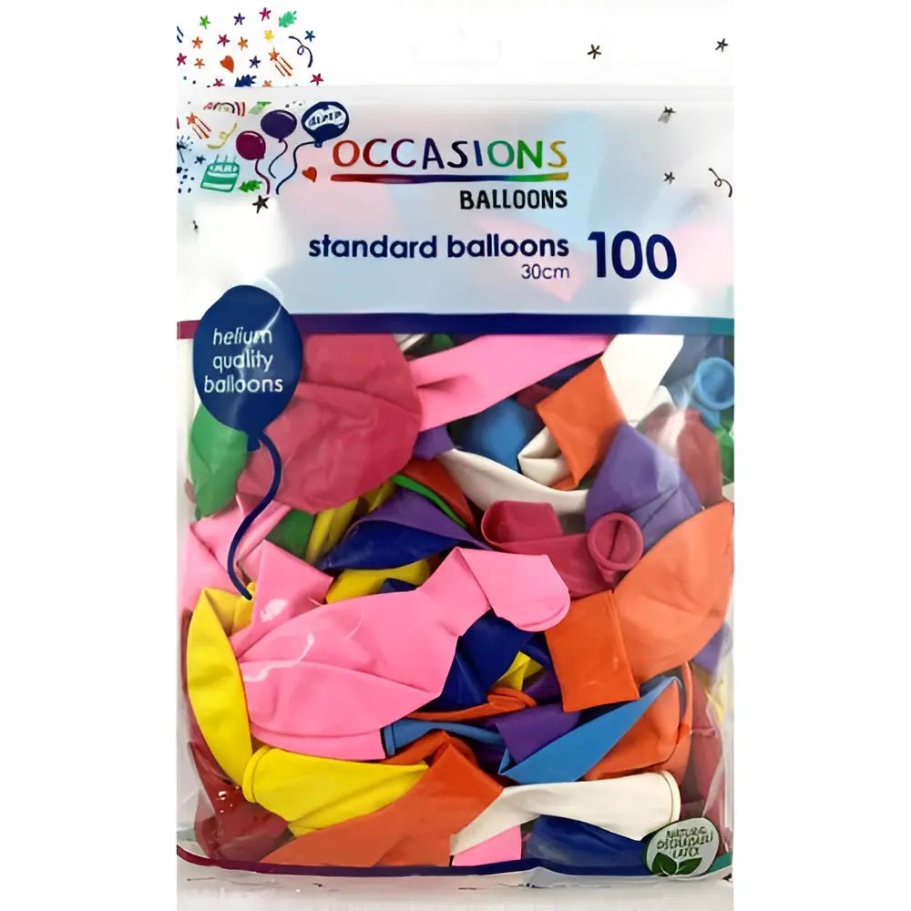 Standard Multi - colour Latex Balloons 30cm (12") 100pk - NextParty