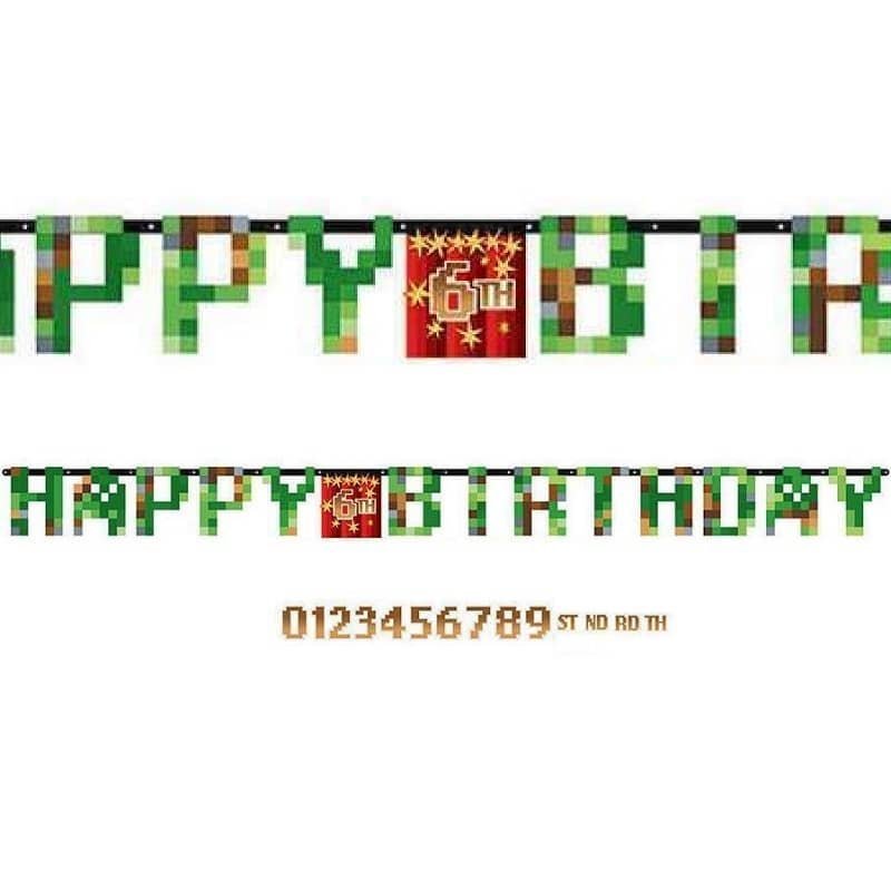 TNT Minecraft Style Personalised Add - An - Age Jumbo Banner Kit 3.2m - NextParty