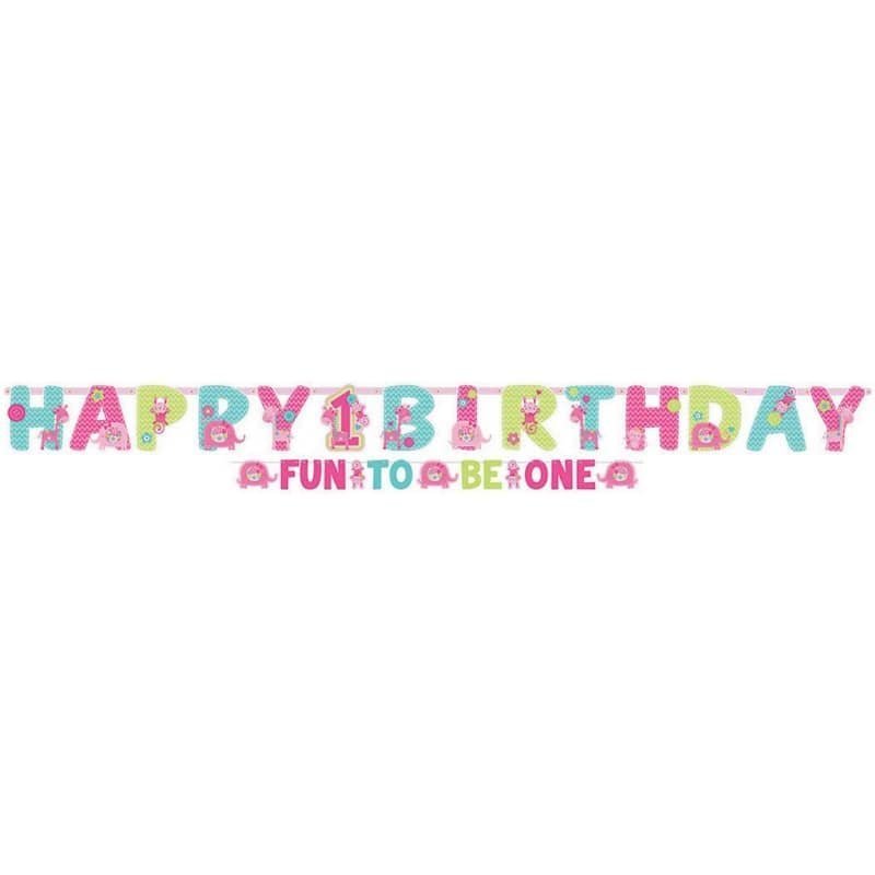 Wild One Girls 1st Birthday Jumbo Letter Banner - NextParty