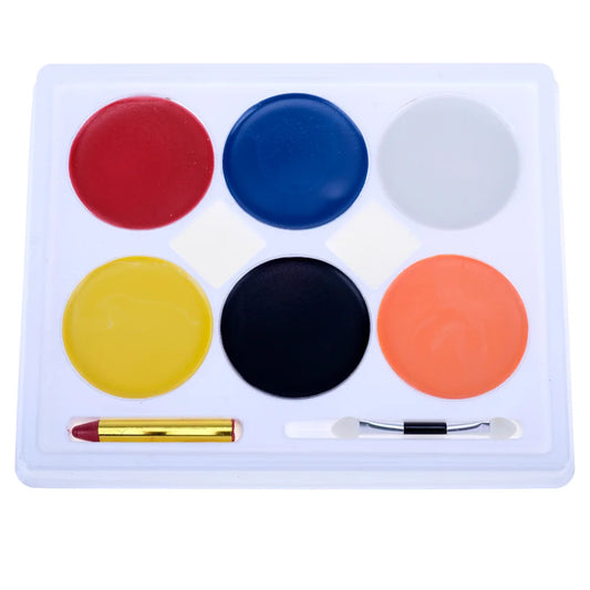 Face Paint Set 6 Colours, 2 Sponges, 1 Crayon