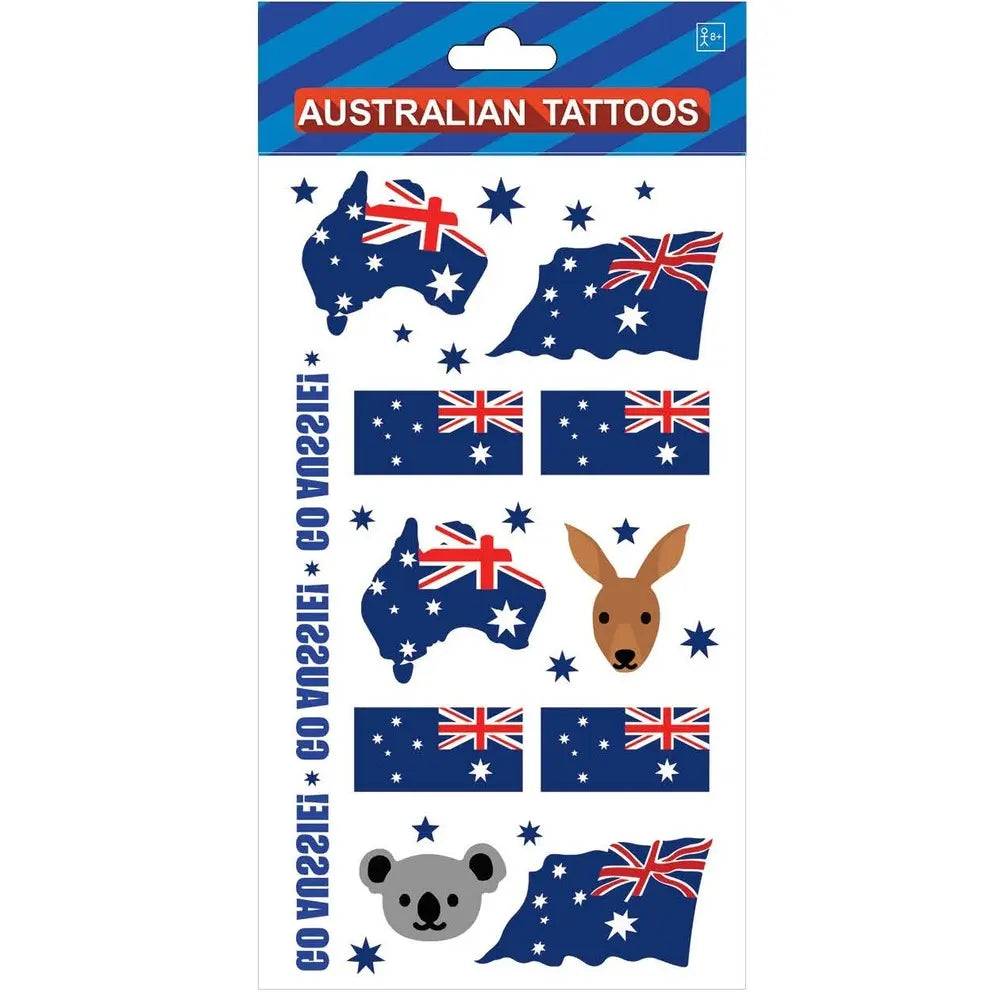 Australian Fake Tattoos Assorted (1 Sheet) Australia Day