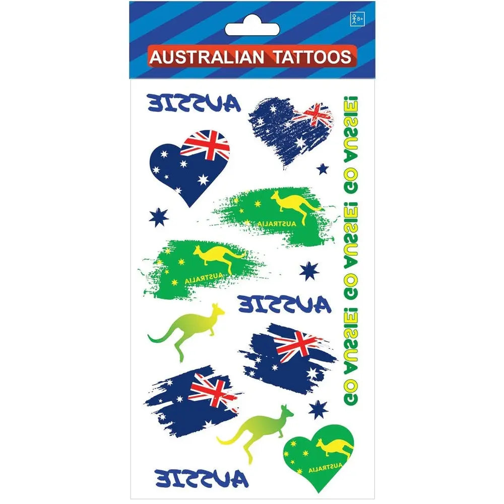 Australian Fake Tattoos Assorted (1 Sheet) Australia Day