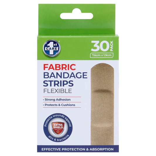 Fabric Bandage Strips 30pk 7.6cm x 1.9cm Flexible