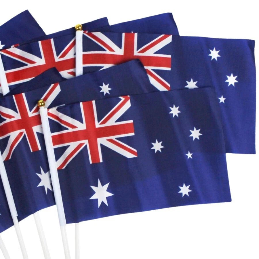 Australian Hand Flags 8pcs 21cm x 14cm