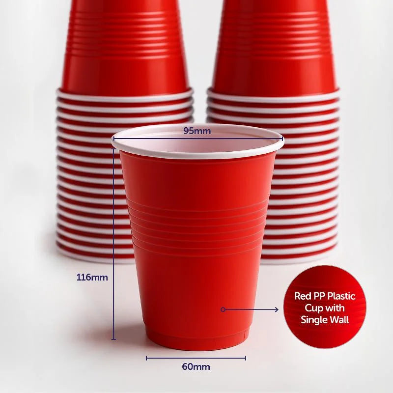 American Style Large Red Plastic Party Cups 450ml 10pcs
