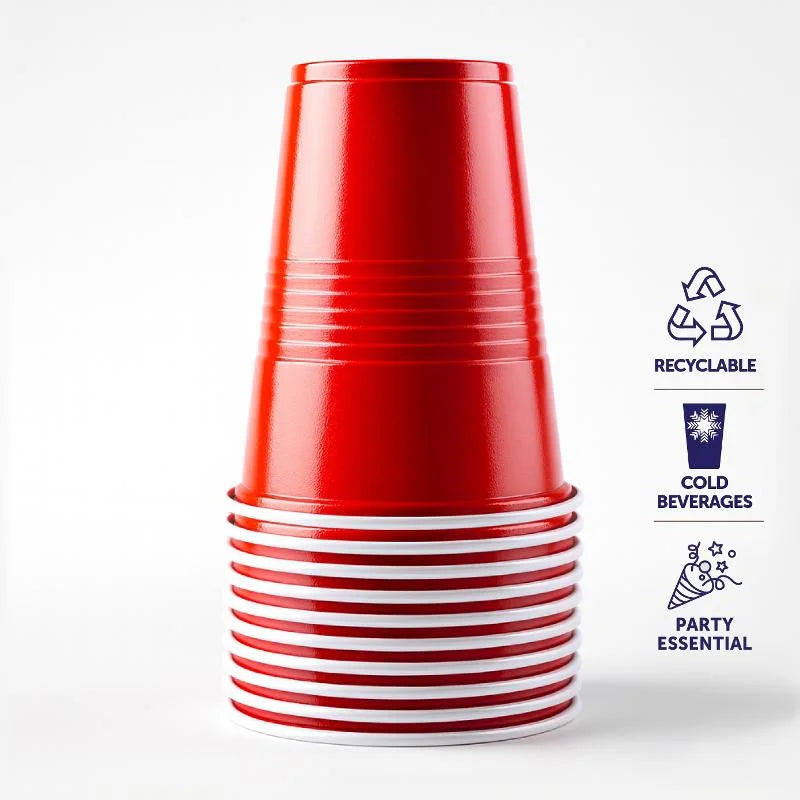 American Style Large Red Plastic Party Cups 450ml 10pcs
