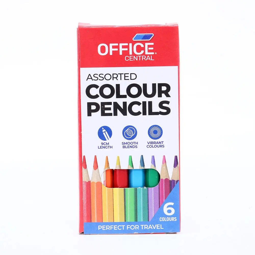 Mini Coloured Pencils 6pcs Assorted Colours