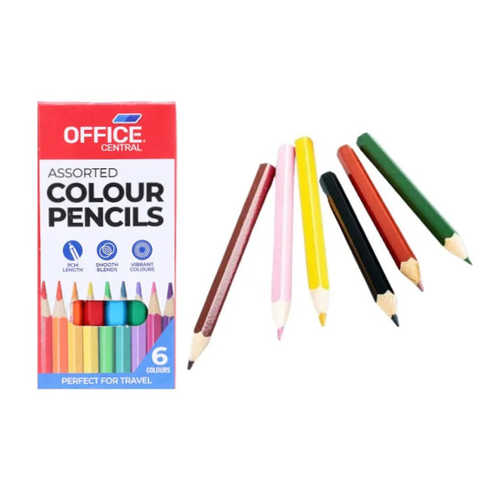 Mini Coloured Pencils 6pcs Assorted Colours