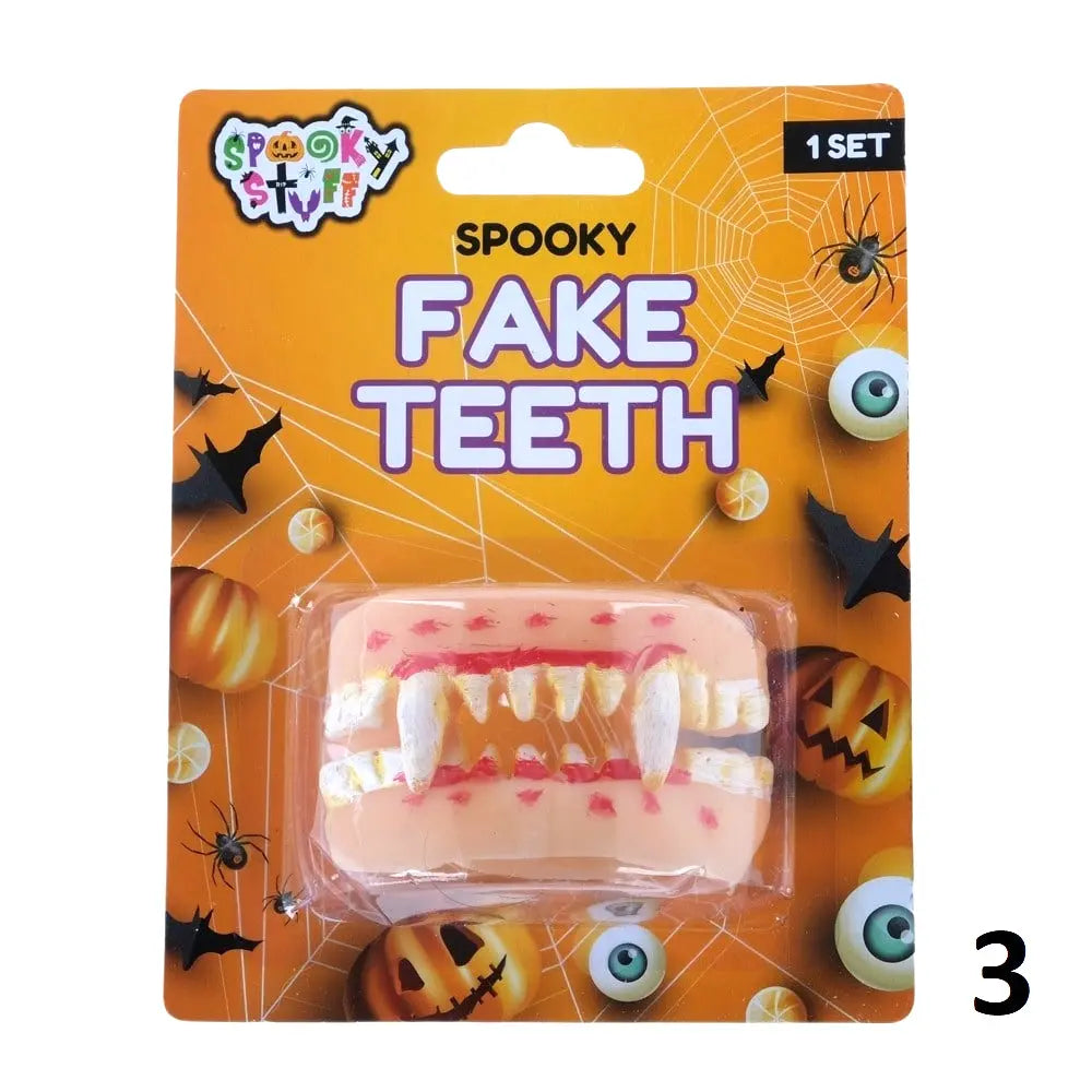 Spooky Fake Teeth 1pc (4 Assorted Designs) Halloween