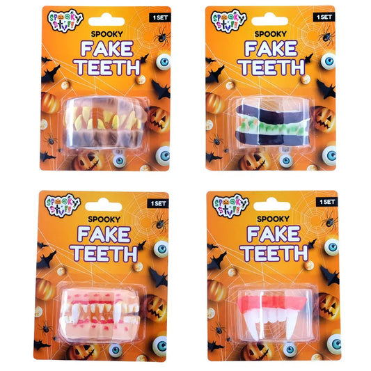 Spooky Fake Teeth 1pc (4 Assorted Designs) Halloween