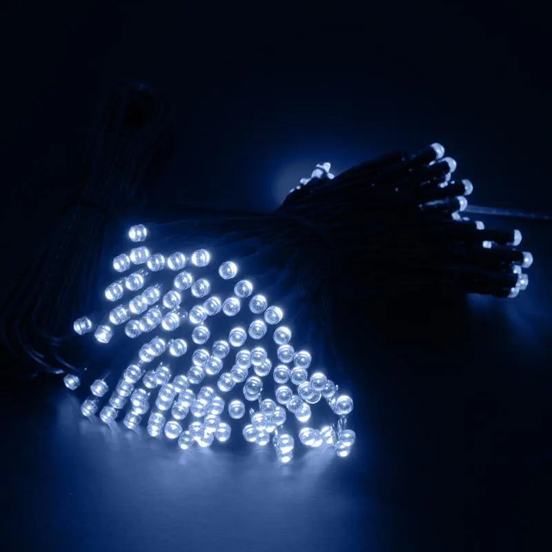 Solar 100 Cool White LED Fairy Lights 7.5M Total Length