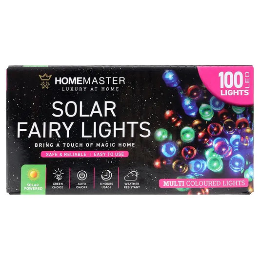 Solar 100 Multicolour LED Fairy Lights 7.5M Total Length