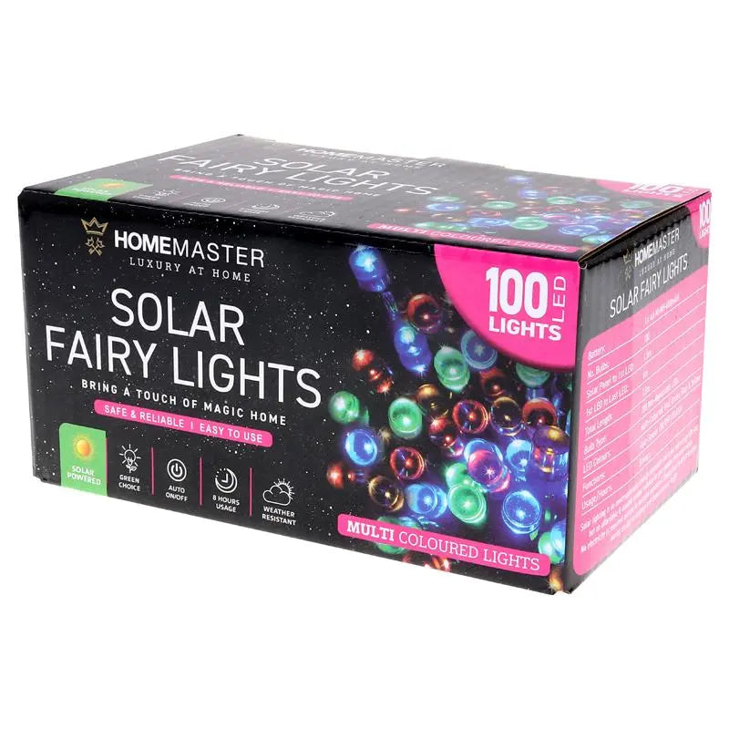 Solar 100 Multicolour LED Fairy Lights 7.5M Total Length
