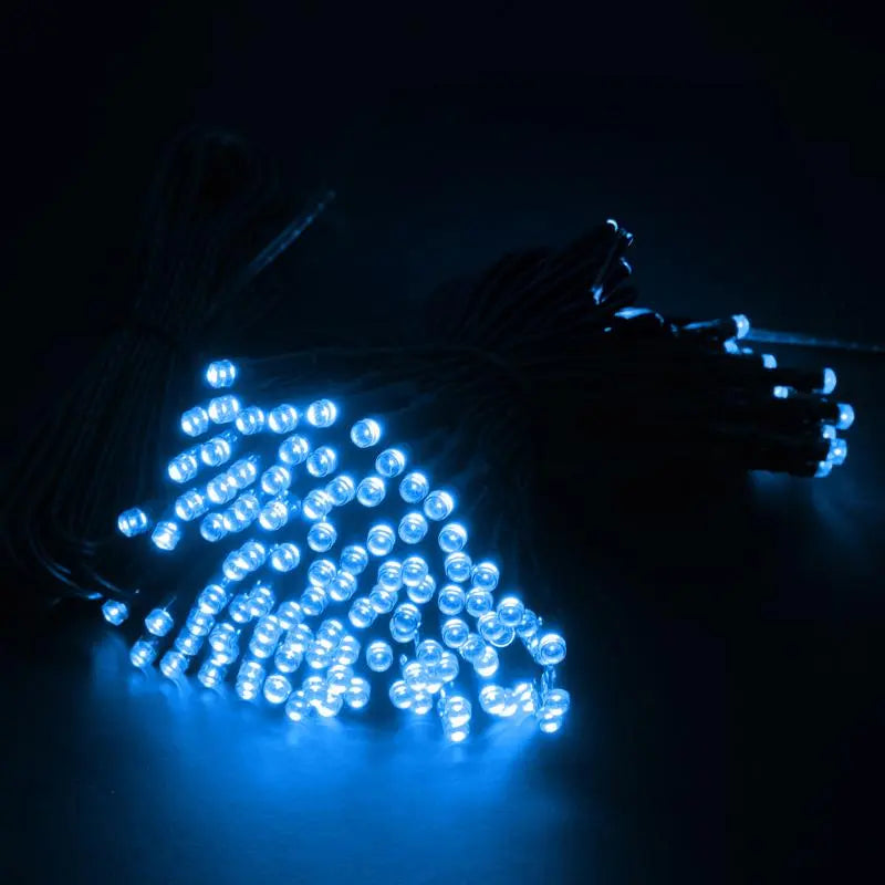 Solar 100 Blue LED Fairy Lights 7.5M Total Length