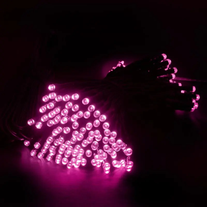 Solar 100 Pink LED Fairy Lights 7.5M Total Length