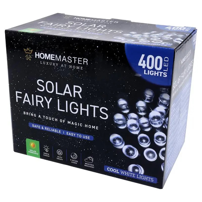 Solar 400 Cool White LED Fairy Lights 25.5M Total Length