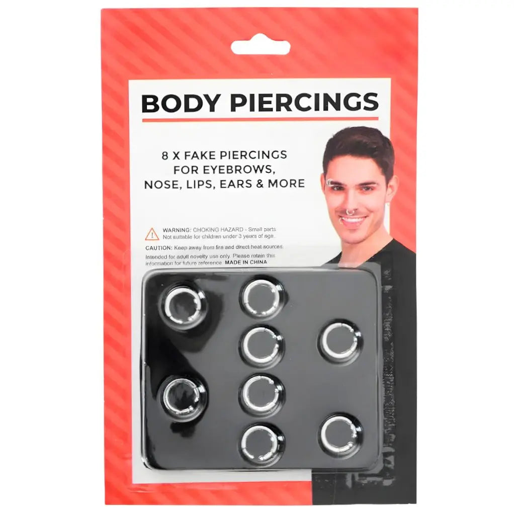 Fake Body Piercing 8pcs Nose Lips Eyebrows Ears Rings