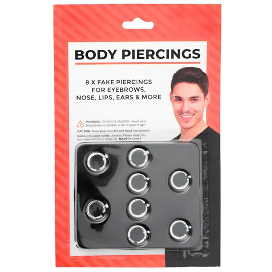 Fake Body Piercing 8pcs Nose Lips Eyebrows Ears Rings