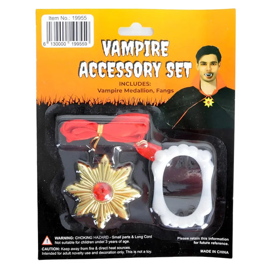 Vampire Necklace & Teeth Set Halloween Horror