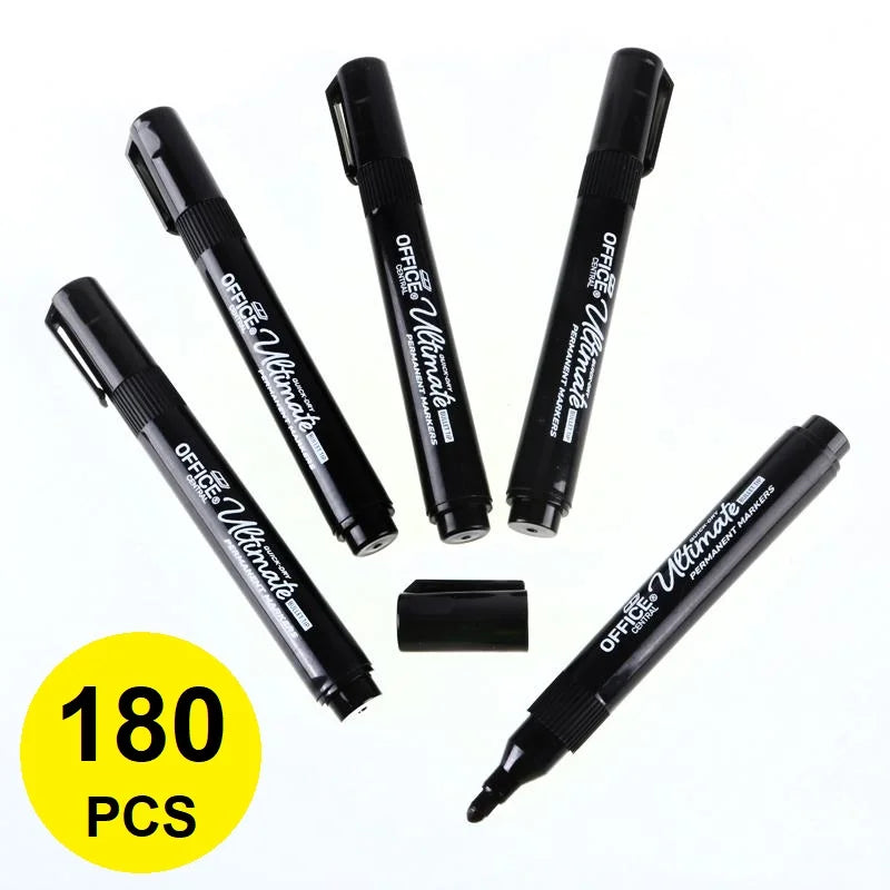 Black Permanent Markers 180pcs Bullet Tips - Bulk Pack