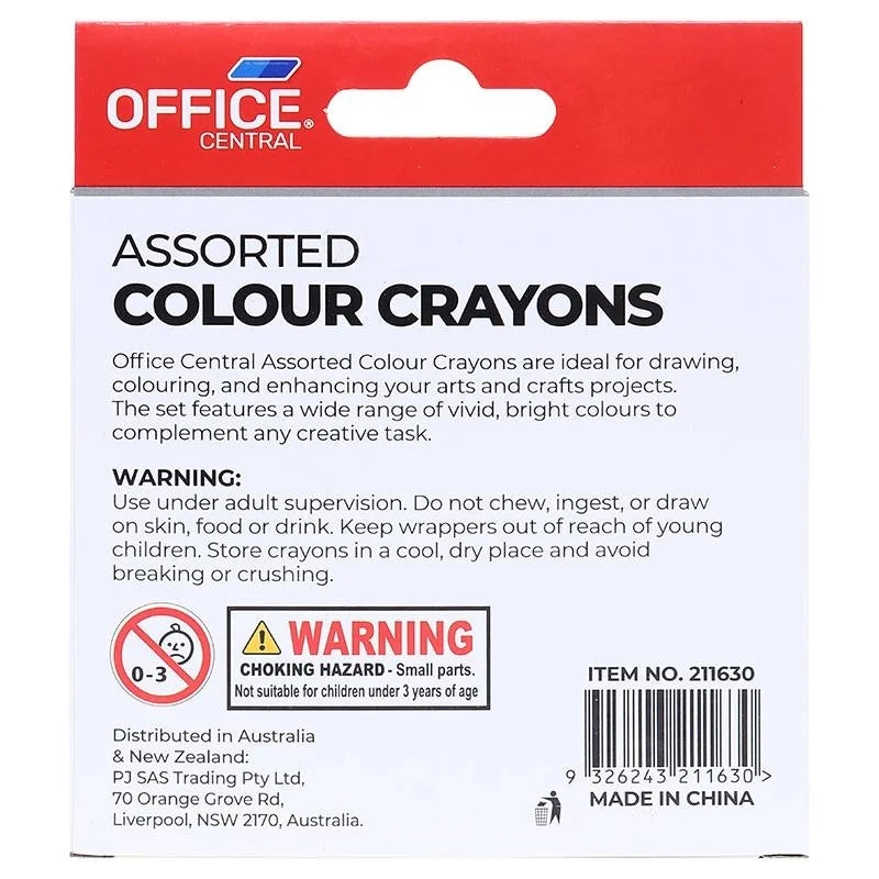 Crayons 9cm 12pk Assorted Colours