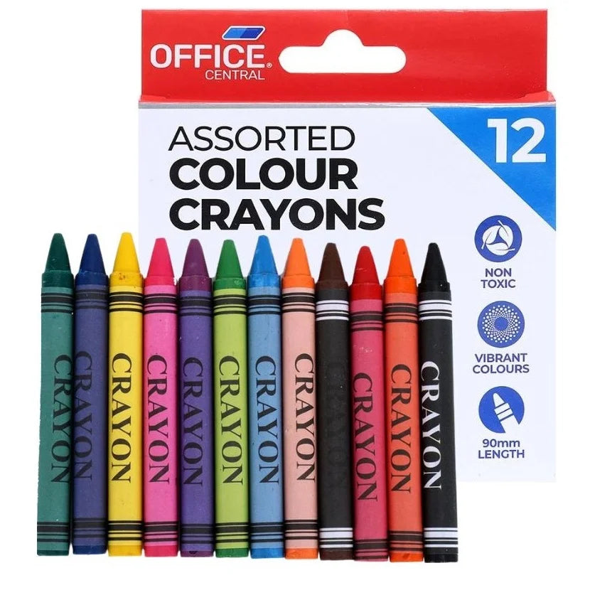 Crayons 9cm 12pk Assorted Colours