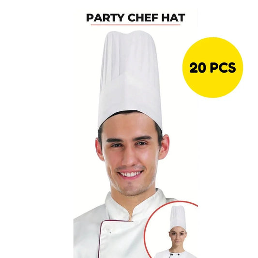 Tall White Chef Hats 20pcs Party Accessories