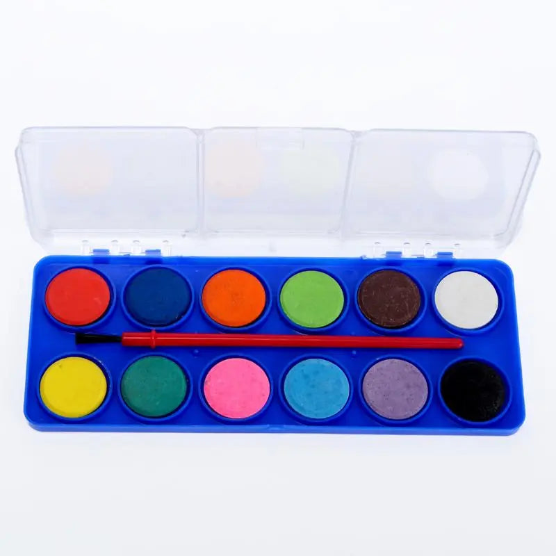 Watercolour Paint Set With Brush (12 Colours)
