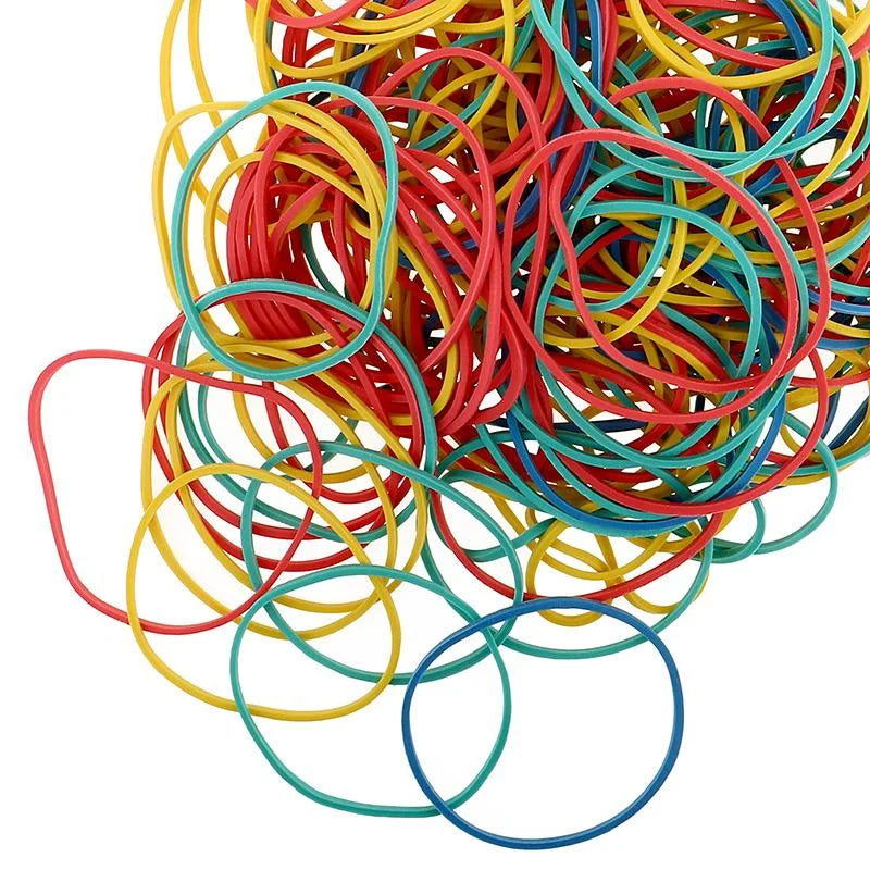 Coloured Rubber Bands 100g Mixed Sizes