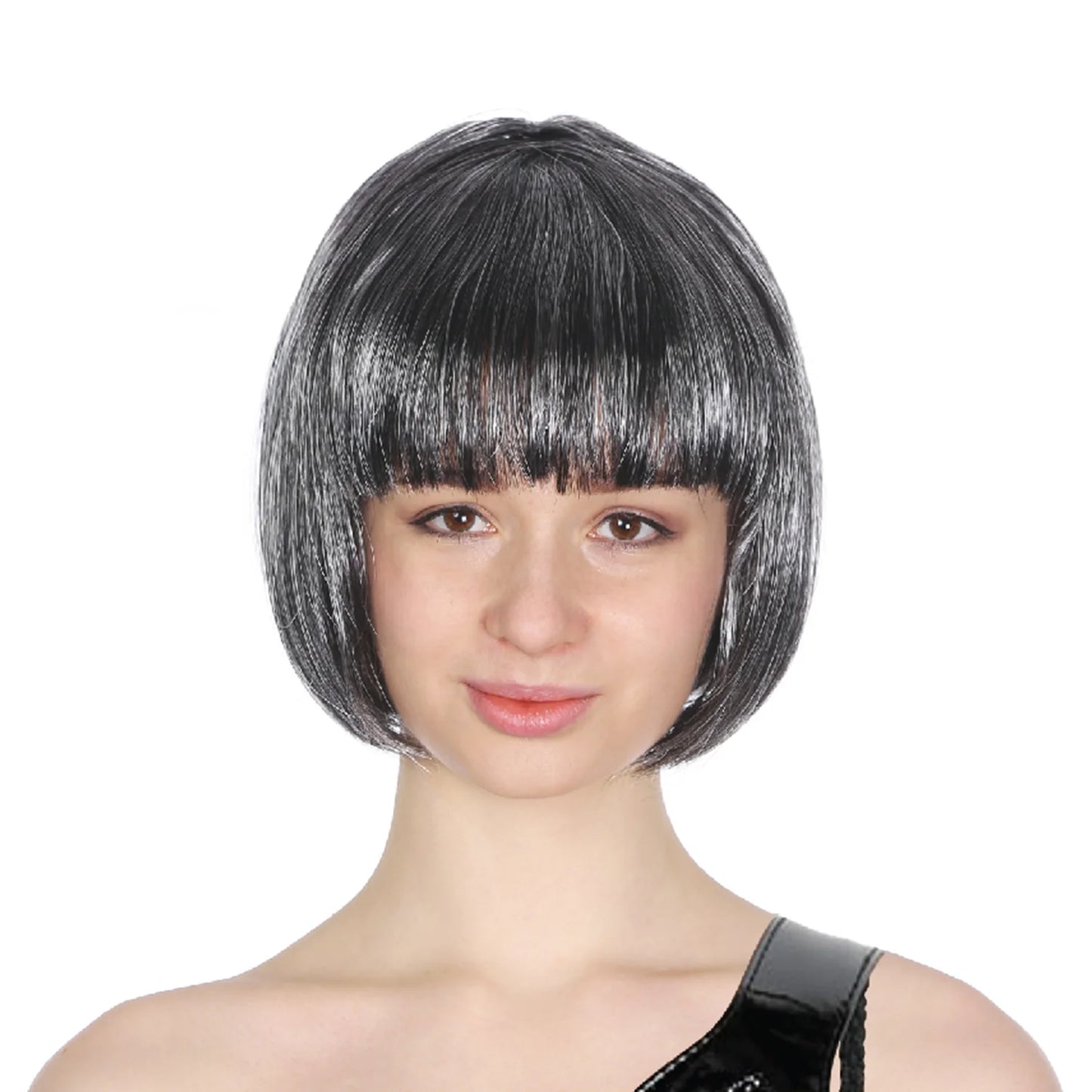 Grey Short BOB Wig With Fringe
