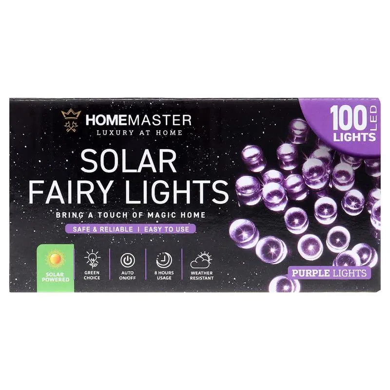 Solar 100 Purple LED Fairy Lights 7.5M Total Length