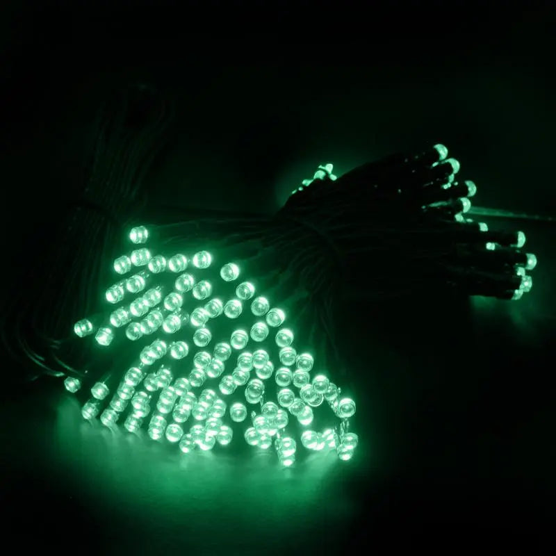 Solar 100 Green LED Fairy Lights 7.5M Total Length